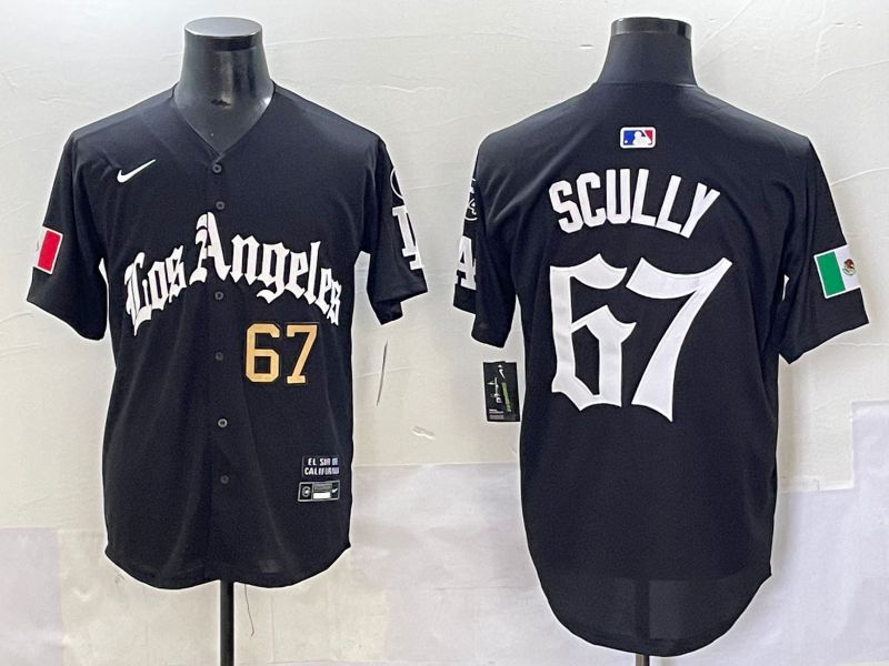 Men 2025 Los Angeles Dodgers #67 Scully Black Five generations Joint Name Nike MLB Jersey style 3->los angeles dodgers->MLB Jersey